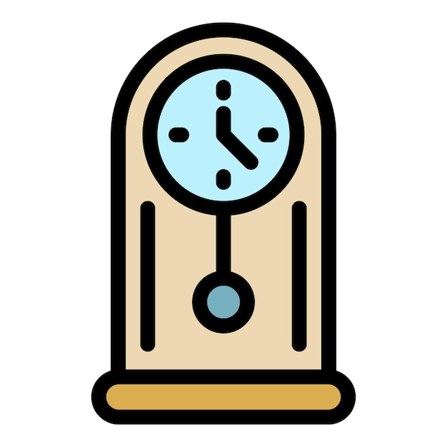 Vector icono del reloj de péndulo del tiempo contorno del reloj del péndulo de tiempo icono vectorial de color plano aislado