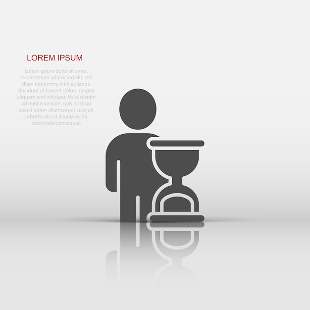 Icono de reloj y personas en estilo plano Ilustración de vector de tiempo de usuario sobre fondo blanco aislado Concepto de negocio de hombre de negocios