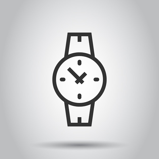 Icono de reloj de pulsera en estilo plano Ilustración de vector de reloj de mano sobre fondo blanco aislado Concepto de negocio de pulsera de tiempo