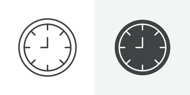 Ícono de reloj Signo vectorial de contorno