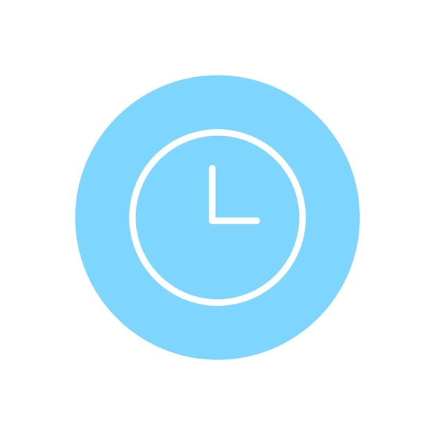 Ícono de reloj Símbolo de gestión del tiempo Reloj de pared azul minimalista Concepto de programación y planificación