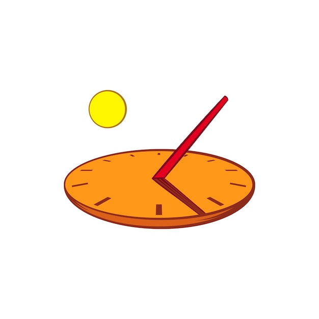 Icono de reloj de sol en estilo de dibujos animados sobre un fondo blanco