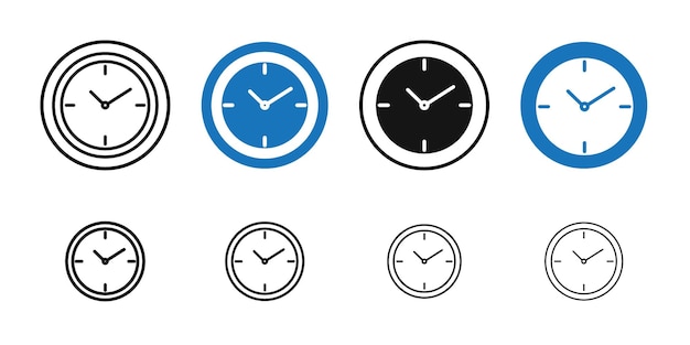 Icono del reloj de tiempo Colección de arte de líneas delgadas