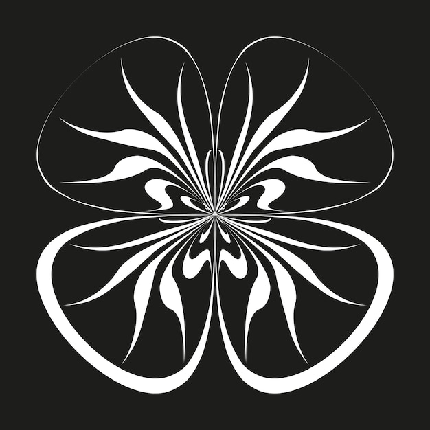 Icono de remolino de mariposa Patrón de ala decorativo Forma abstracta blanca Imagen de simetría vectorial