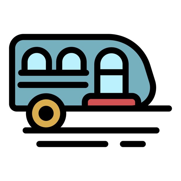 Icono de remolque de camión Contorno del icono vectorial del remolque del camión Color plano aislado