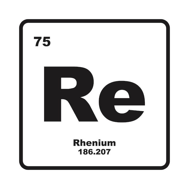 Vector icono de renio elemento químico en la tabla periódica