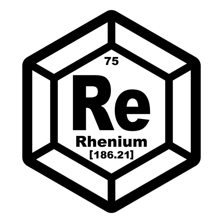 Vector icono de renio elemento químico en la tabla periódica