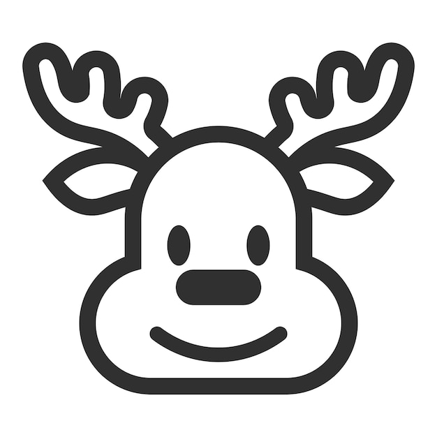 Icono de reno aislado sobre fondo blanco símbolo de Navidad y vacaciones