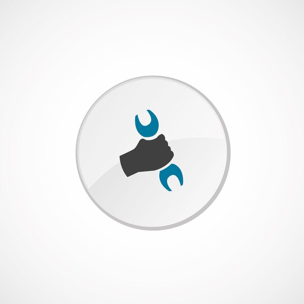 Icono de reparación 2 color, gris y azul, insignia circular