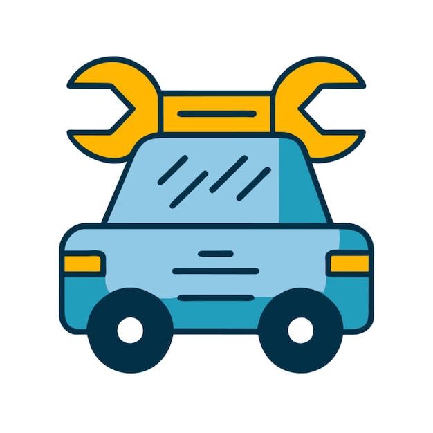icono de reparación de automóviles con contorno de colores