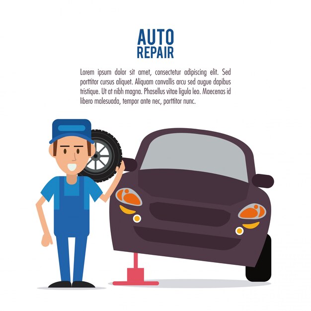 Vector icono de reparación de automóviles mecánico