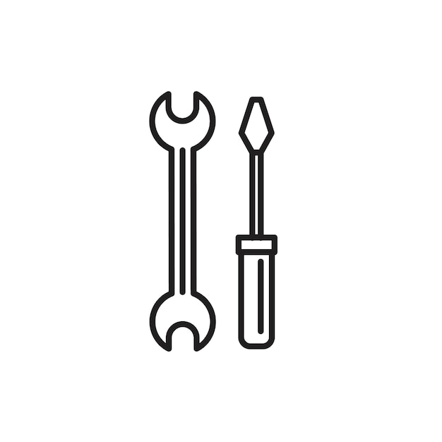 Ícono de reparación Ilustración de línea delgada plana vectorial