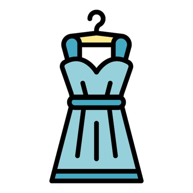 Icono de reparación del vestido Contorno del vestido Icono vectorial de reparo del vestido Color plano aislado