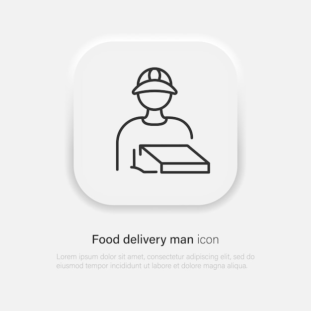 Icono de repartidor Repartidor de alimentos con un paquete de pizza en sus manos Vector EPS 10