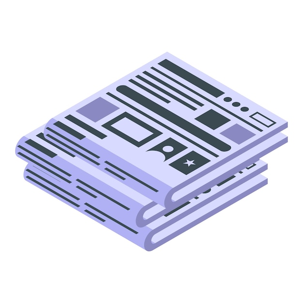 Icono de reportaje de periódico Isométrico de icono de vector de reportaje de periódico para diseño web aislado sobre fondo blanco