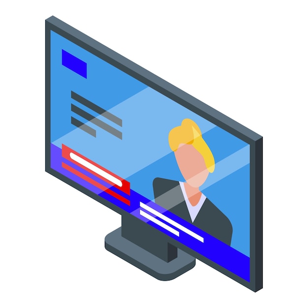 Icono de reportaje de televisión Isométrico del icono de vector de reportaje de televisión para diseño web aislado sobre fondo blanco