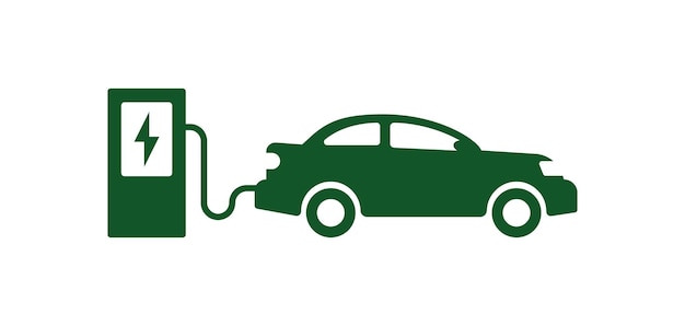 Icono de repostaje de coche eléctrico Diseño de vector de coche de combustible eléctrico