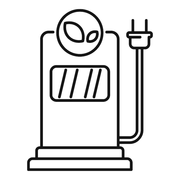 Icono de repostaje eléctrico ecológico Contorno de icono de vector de reabastecimiento eléctrico ecológico para diseño web aislado sobre fondo blanco