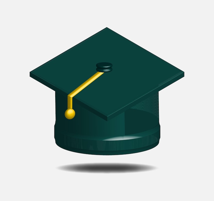 Vector icono de representación 3d de sombrero de toga de graduación