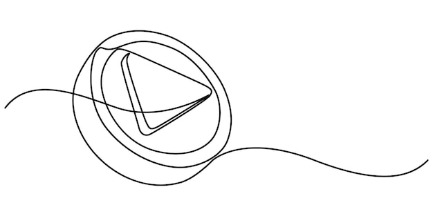 Icono de reproducción en estilo de dibujo de línea continua Arte de línea del botón de reproducción Ilustración vectorial Resumen