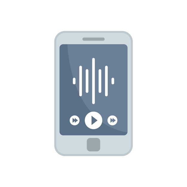 Icono de reproducción de teléfono Podcast Ilustración plana del icono de vector de reproducción de teléfono Podcast para diseño web aislado