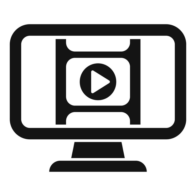 Icono de reproducción de video en línea en la pantalla de la computadora