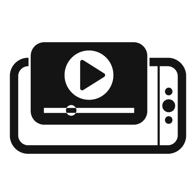 Icono de reproducción de vídeo en el vector del dispositivo móvil
