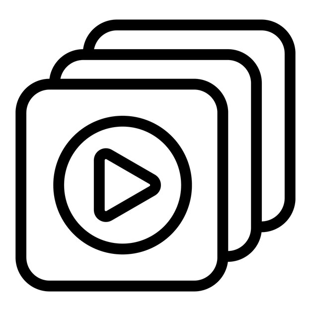 Icono de reproducción de vídeos Icono de vector de reproducción de vídeos de esquema para diseño web aislado sobre fondo blanco