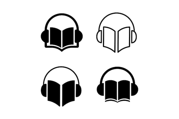 Ícono de reproductor de audiolibros para aplicaciones ícono plano de audiolibro símbolo de audiolivro silueta