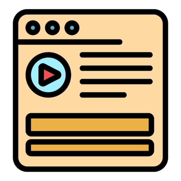 Icono del reproductor de la lista de reproducción Contorno del reproductor del vector del reproductor El icono del color es plano y aislado