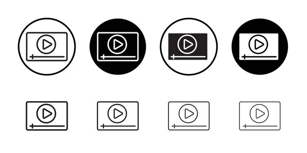 Ícono de reproductor de medios Ilustración plana de línea delgada