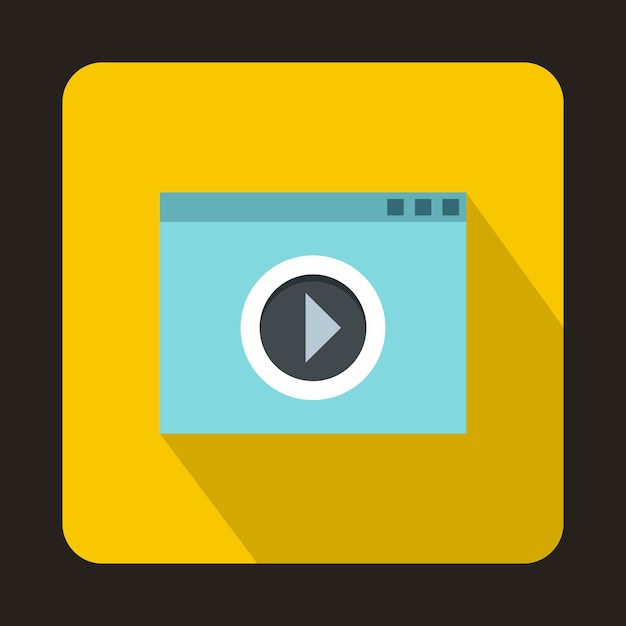 Vector icono de reproductor de medios de película de vídeo en estilo plano sobre un fondo amarillo