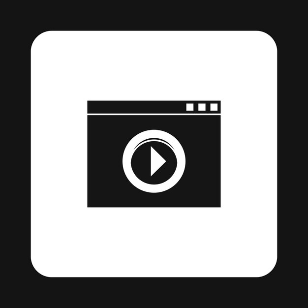 Icono de reproductor de medios de vídeo de película en estilo simple en una ilustración vectorial de fondo blanco