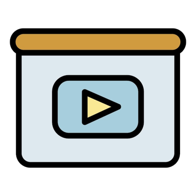 Icono del reproductor multimedia Contorno del icono vectorial del reproductor multimedia color plano aislado