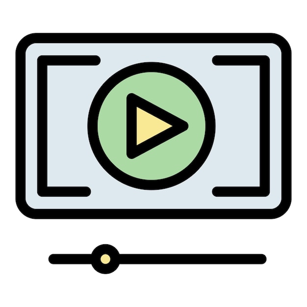 Icono de reproductor de video Contorno de reproductor del video Icono vectorial de color plano aislado