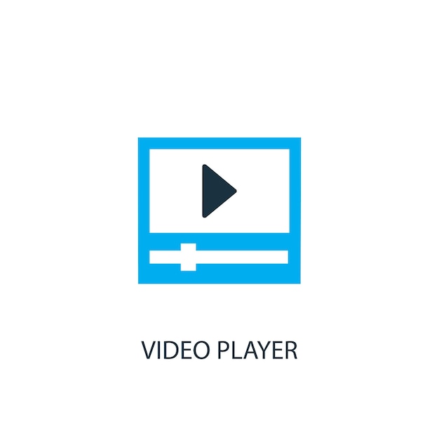 Icono de reproductor de video. ilustración de elemento de logotipo. diseño de símbolo de reproductor de vídeo de colección de 2 colores. concepto de reproductor de vídeo simple. se puede utilizar en la web y en dispositivos móviles.
