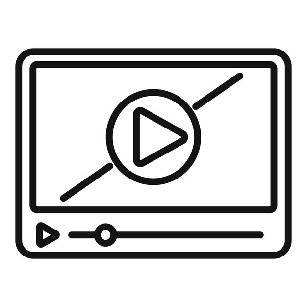 Icono del reproductor de vídeo vector de contorno Interfaz web Dirección de tiempo