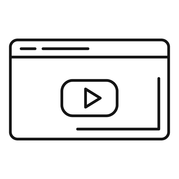 Icono de reproductor de vídeo web Contorno de icono de vector de reproductor de vídeo web para diseño web aislado sobre fondo blanco