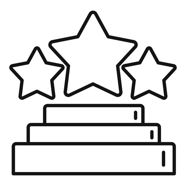 Icono de reputación de estrella feliz Contorno de icono de vector de reputación de estrella feliz para diseño web aislado sobre fondo blanco