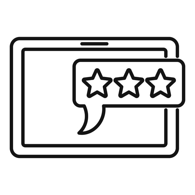 Icono de reputación de tableta Icono de vector de reputación de tableta de contorno para diseño web aislado sobre fondo blanco