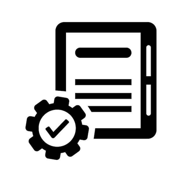 Ícono de requisito de proyecto de la cartera de trabajo Ilustración vectorial negra
