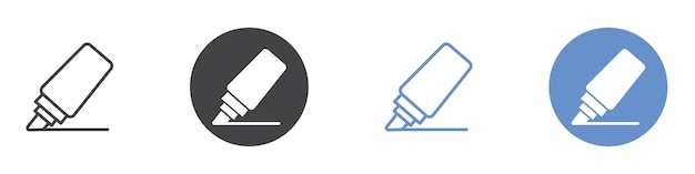 Icono de resaltador Arte plano en blanco y negro aislado