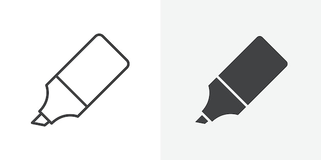 Ícono de resaltador Signo vectorial de contorno