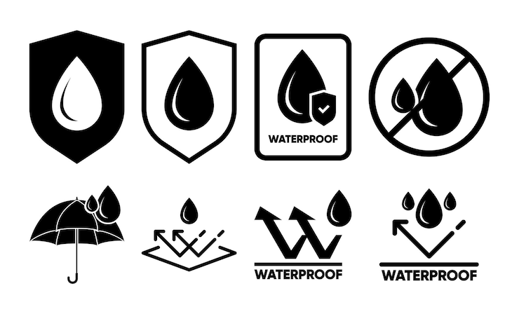 Vector icono resistente al agua iconos resistentes al agua para el paquete concepto de protección contra caídas de agua logotipo aislado sobre fondo blanco ilustración vectorial