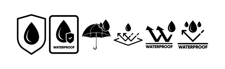 Vector icono resistente al agua iconos resistentes al agua para el paquete concepto de protección contra caídas de agua logotipo aislado sobre fondo blanco ilustración vectorial