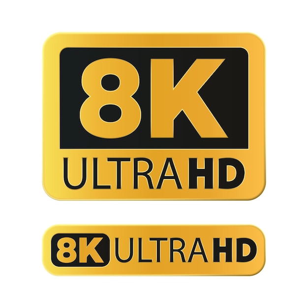 Icono de resolución ultra HD 8K aislado