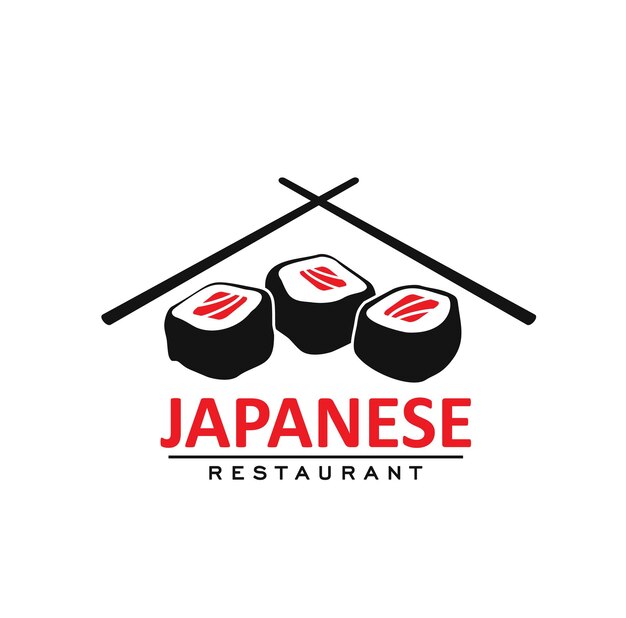 Vector icono de restaurante de cocina japonesa rollos y palos