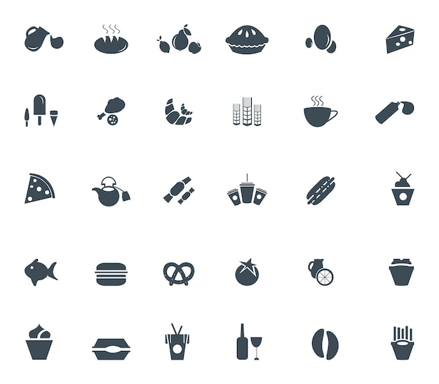 El icono de restaurante establece el icono de comida y bebida para la web de la computadora y la aplicación móvil