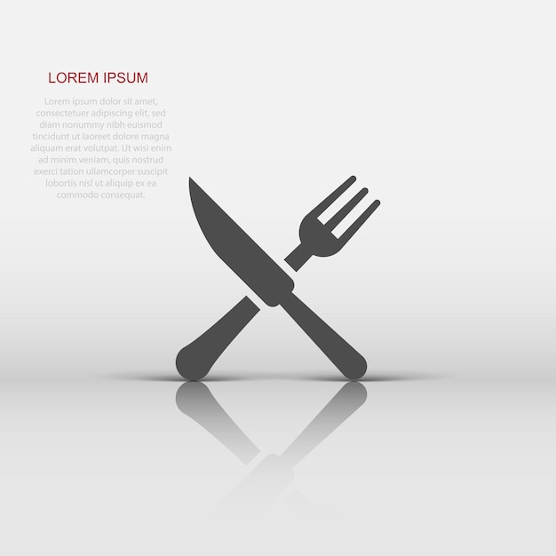 Vector icono de restaurante de tenedor y cuchillo en estilo plano ilustración de vector de equipo de cena sobre fondo blanco aislado concepto de negocio de restaurante