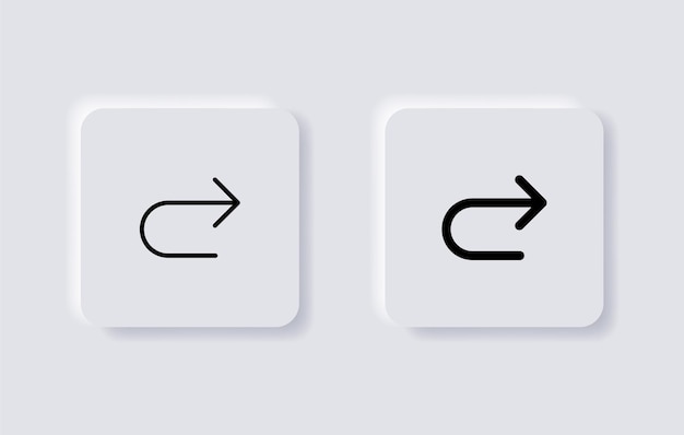 icono de retorno rehacer flecha girar a la derecha símbolo iconos de dirección en neumorfismo interfaz de usuario neumórfica